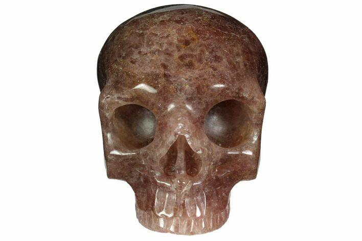 Realistic, Carved Strawberry Quartz Crystal Skull #150989